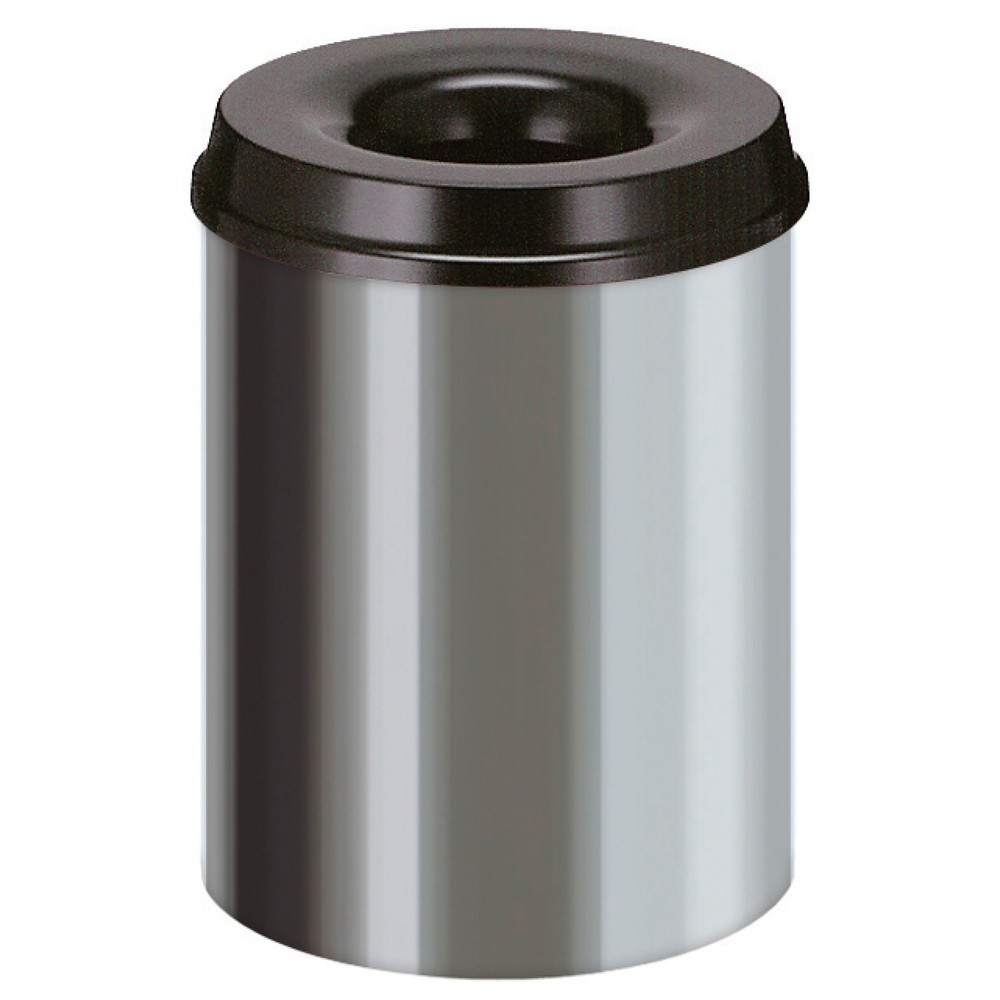 Product afbeelding: Veiligheidsafvalbak, zelfdovend, roestvrij staal, 15 liter, zwart