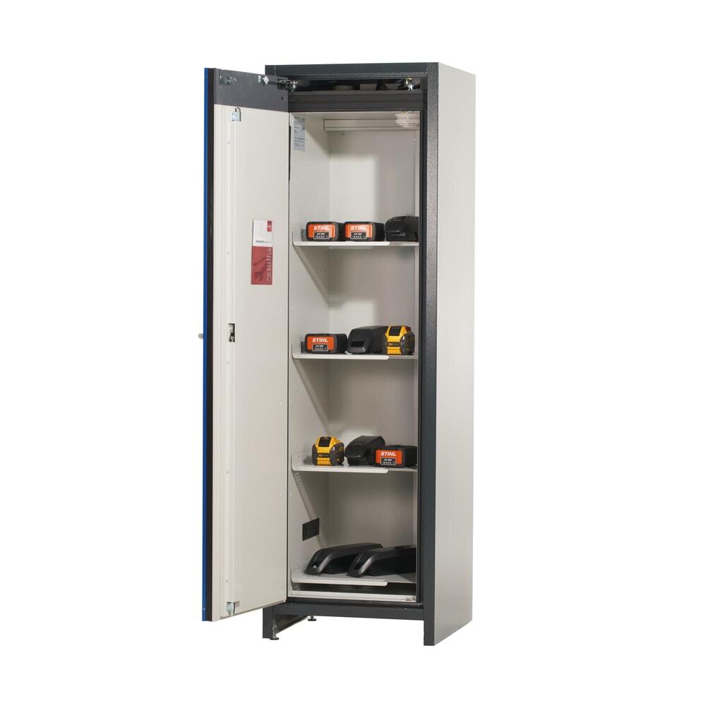Productafbeelding nr. 5: Veiligheidskast asecos® type 90 voor lithium-ion accu’s ION-CORE-STORE, hxbxd 1.953x599x615 mm, 4x geperforeerde legborden, 1x bodemlekbak