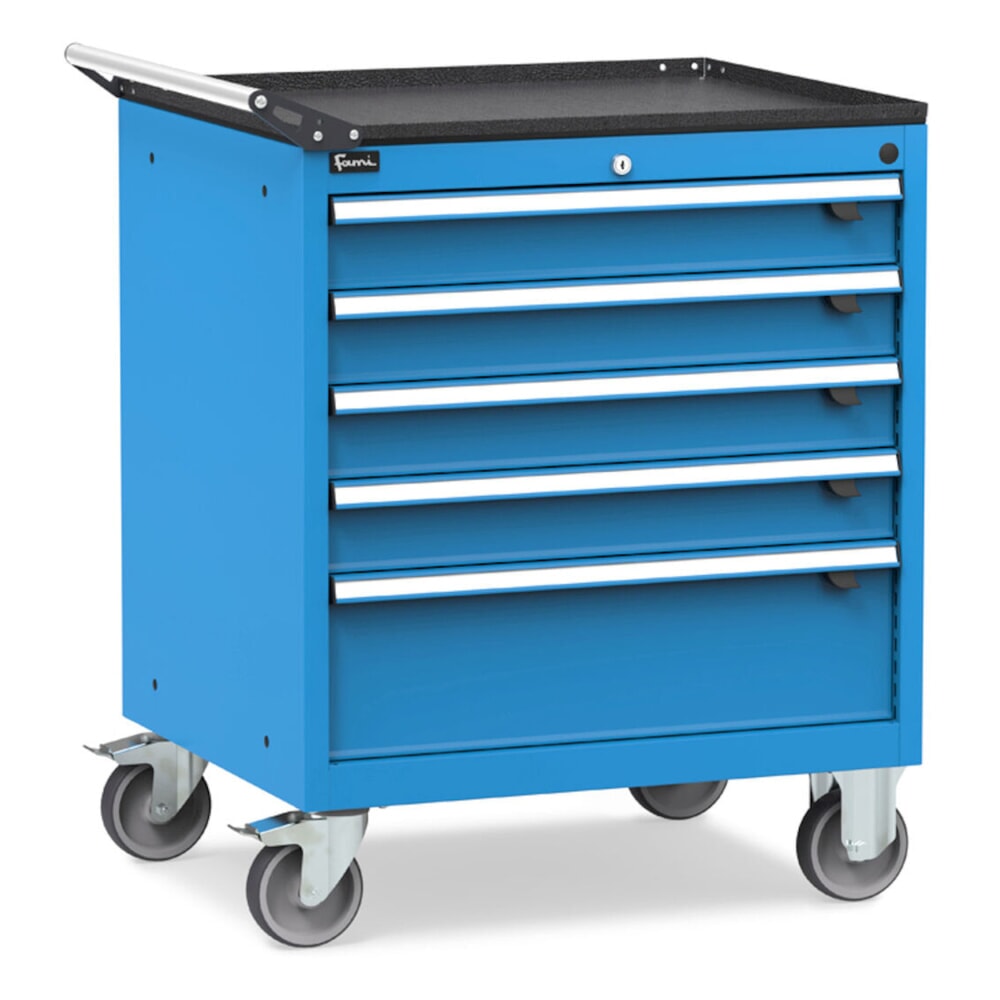 Produktabbildung Nr. 2: Verrijdbare ladekast Fami FLEXA, 5 lades, hxbxd 853 x 794 x 600 mm, lichtblauw