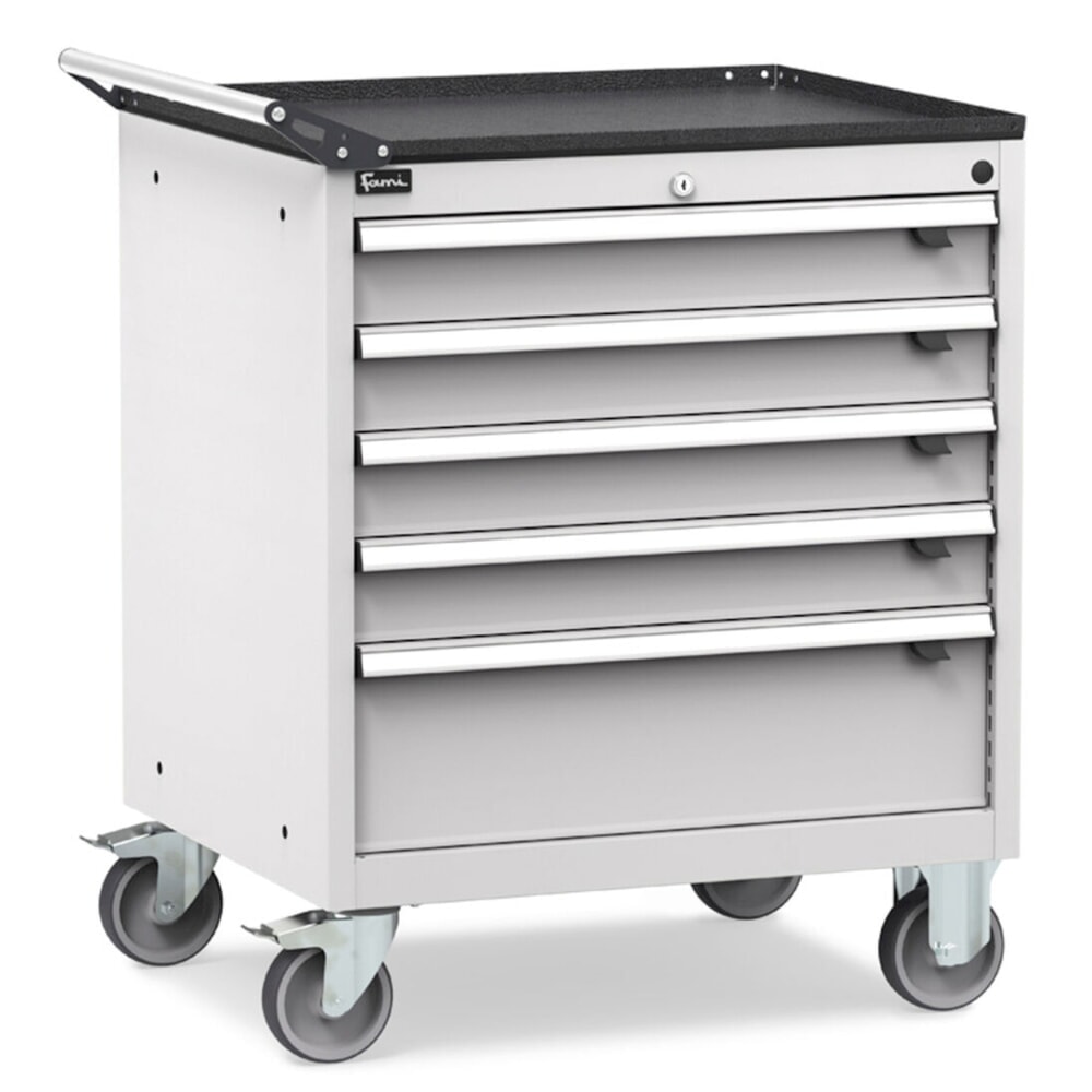 Productafbeelding nr. 2: Verrijdbare ladekast Fami FLEXA, 5 lades, hxbxd 853 x 794 x 600 mm, lichtgrijs