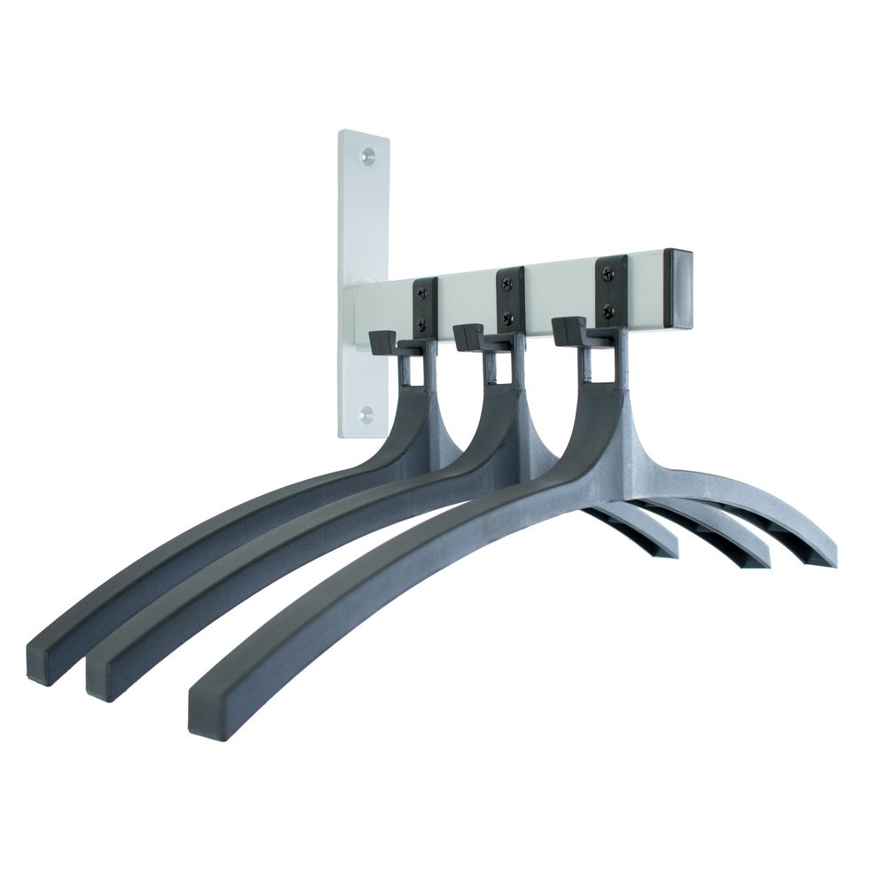 Produktabbildung Nr. 1: Wandgarderobe HIQ, om vast te schroeven, zwart, aluminiumgrijs, 3 haken, inclusief 3 kleerhangers