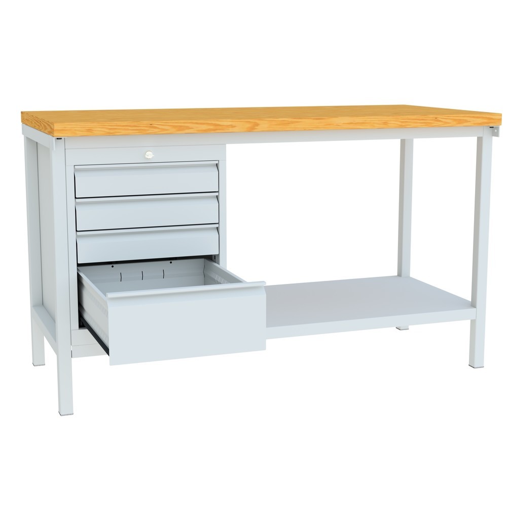 Productafbeelding nr. 3: Werkbank PAVOY met ladeblok, hxbxd 900 x 1.500 x 700 mm, lichtgrijs, lichtgrijs