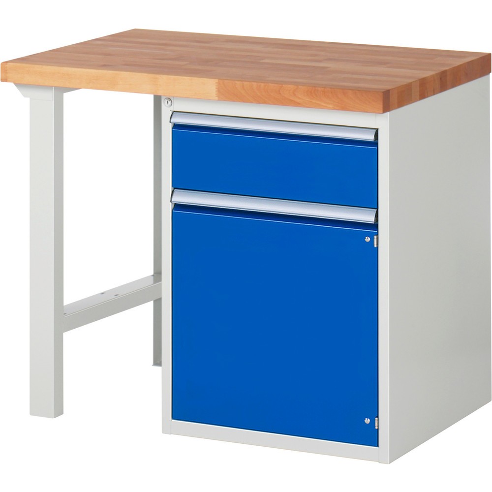 Produktabbildung Nr. 1: Werkbank RAU serie 7000, 1 kast, hxbxd 890 x 1.000 x 700 mm, 1 x voor 90% uittrekbare lades, 1 draaideur, 1 legbord