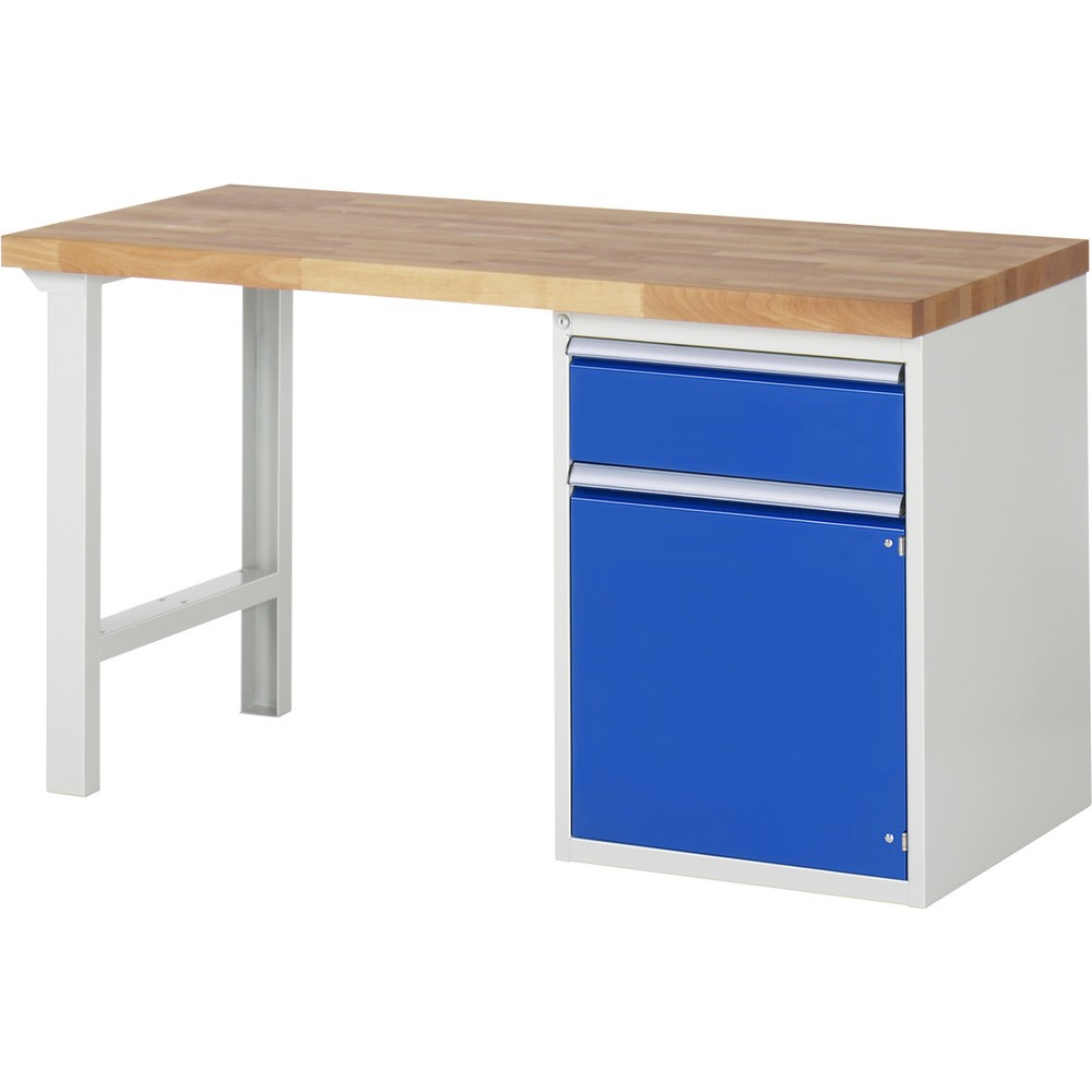 Product afbeelding: Werkbank RAU serie 7000, 1 kast, hxbxd 890 x 1.500 x 700 mm, 1 x voor 100% uittrekbare lades, 1 draaideur, 1 legbord