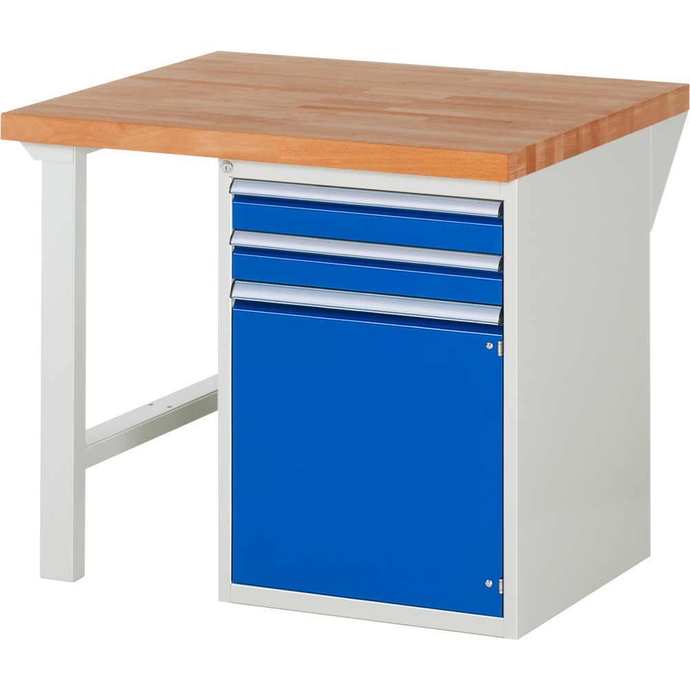 Productafbeelding nr. 1: Werkbank RAU serie 7000, 1 kast, hxbxd 840 x 1.000 x 900 mm, 2 x voor 90% uittrekbare lades, 1 draaideur, 1 legbord