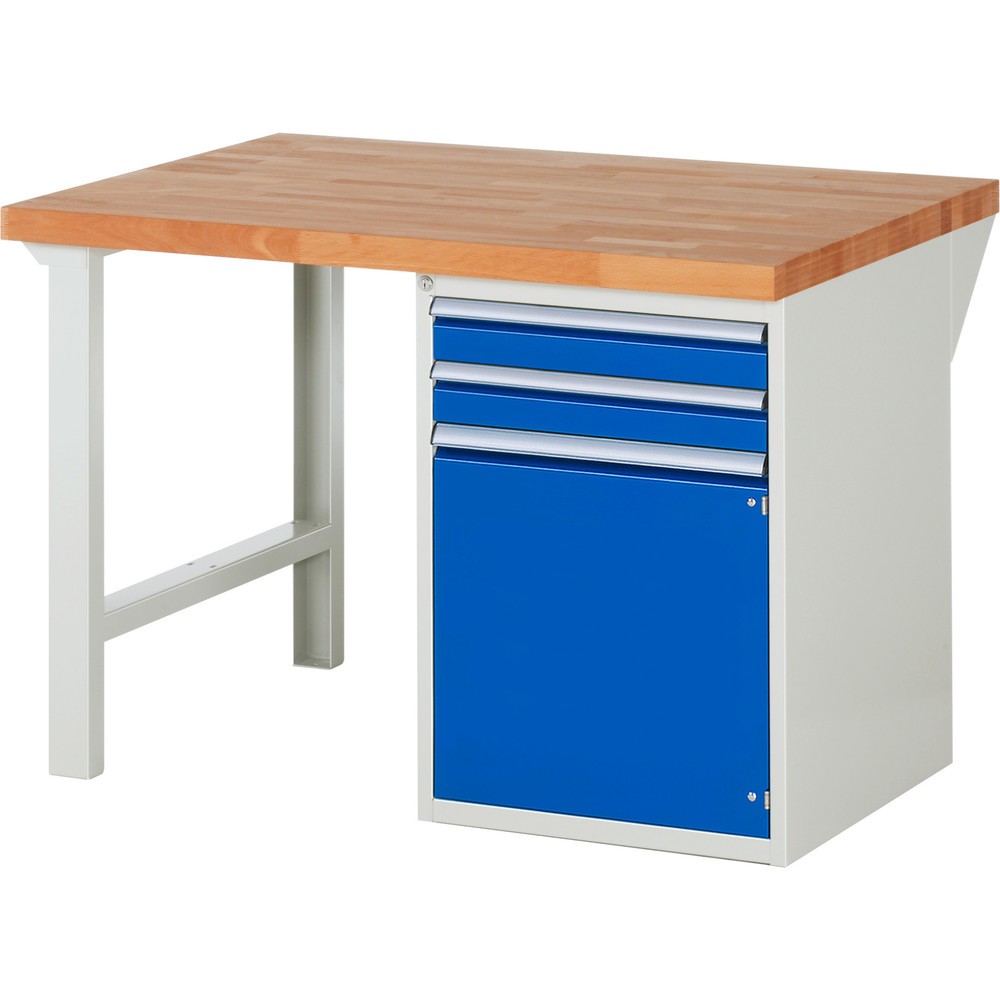 Produktabbildung Nr. 1: Werkbank RAU serie 7000, 1 kast, hxbxd 840 x 1.250 x 900 mm, 2 x voor 100% uittrekbare lades, 1 draaideur, 1 legbord