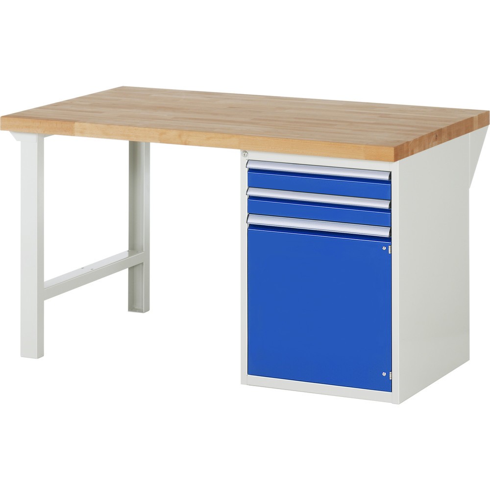 Produktabbildung Nr. 1: Werkbank RAU serie 7000, 1 kast, hxbxd 890 x 1.500 x 900 mm, 2 x voor 100% uittrekbare lades, 1 draaideur, 1 legbord