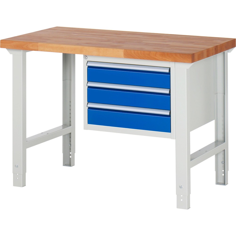 Produktabbildung Nr. 1: Werkbank RAU serie 7000, 1 kast, hxbxd 790-1.140 x 1.250 x 700 mm, 3 x voor 90% uittrekbare lades 3 x 120 mm