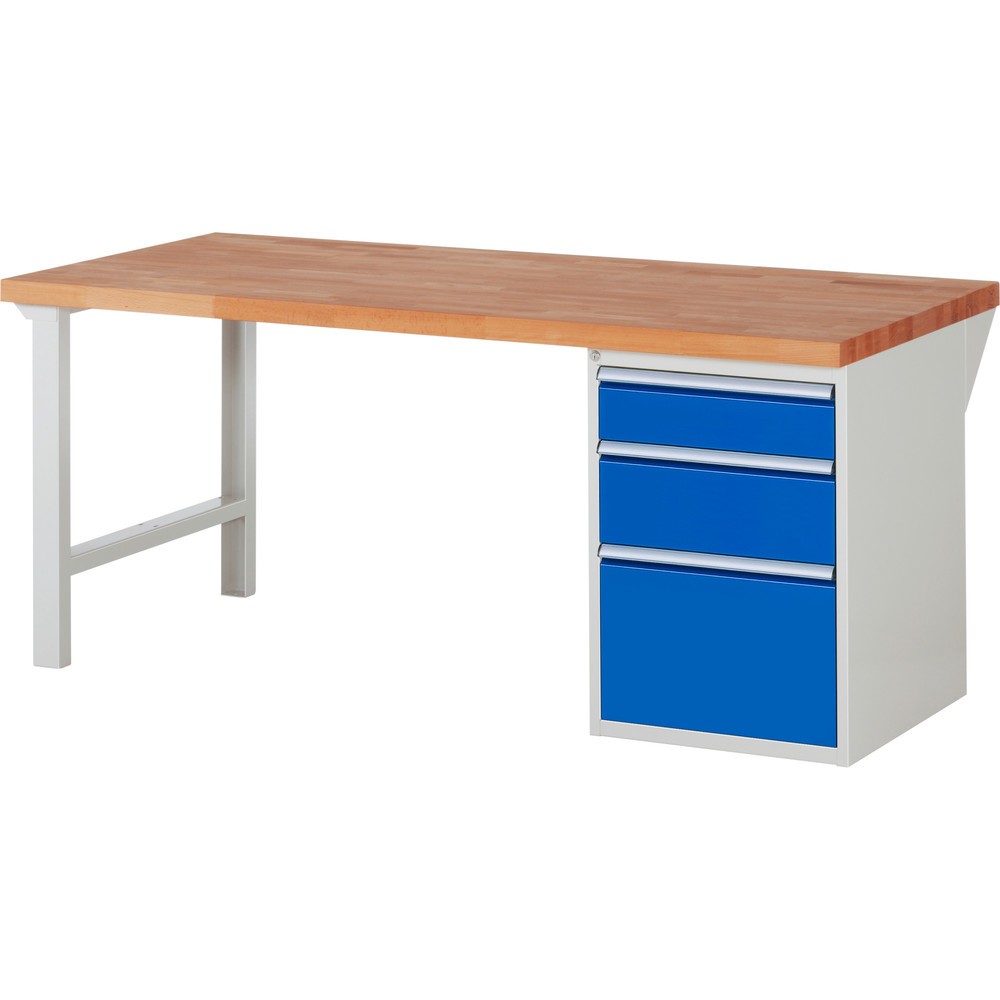 Produktabbildung Nr. 1: Werkbank RAU serie 7000, 1 kast, hxbxd 890 x 2.000 x 900 mm, 3 x voor 100% uittrekbare lades 1 x 150, 1 x 210, 1 x 360 mm, draagvermogen lade 100 kg