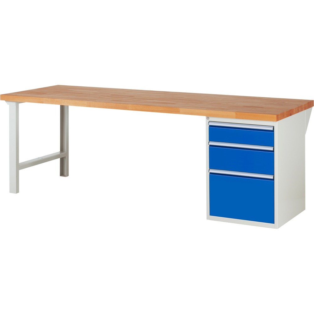 Produktabbildung Nr. 1: Werkbank RAU serie 7000, 1 kast, hxbxd 840 x 2.500 x 900 mm, 3 x voor 90% uittrekbare lades 1 x 150, 1 x 210, 1 x 360 mm, draagvermogen lade 100 kg