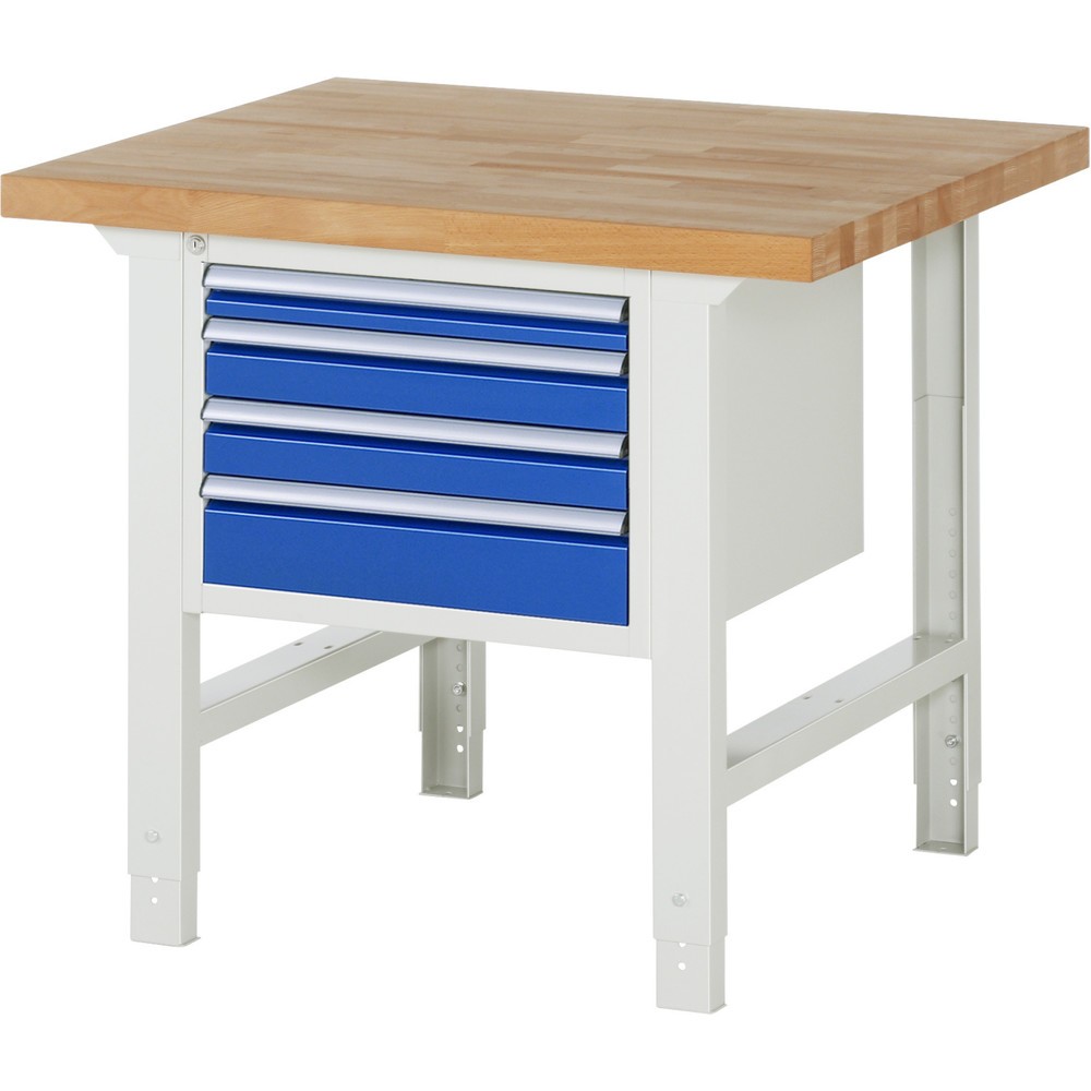 Werkbank RAU serie 7000, 1 kast, hxbxd 790-1.140 x 1.000 x 900 mm, 4 x voor 90% uittrekbare lades 1 x 60, 2 x 90, 1 x 120 mm Productafbeelding nr. 1: Werkbank RAU serie 7000, 1 kast, hxbxd 790-1.140 x 1.000 x 900 mm, 4 x voor 90% uittrekbare lades 1 x 60, 2 x 90, 1 x 120 mm