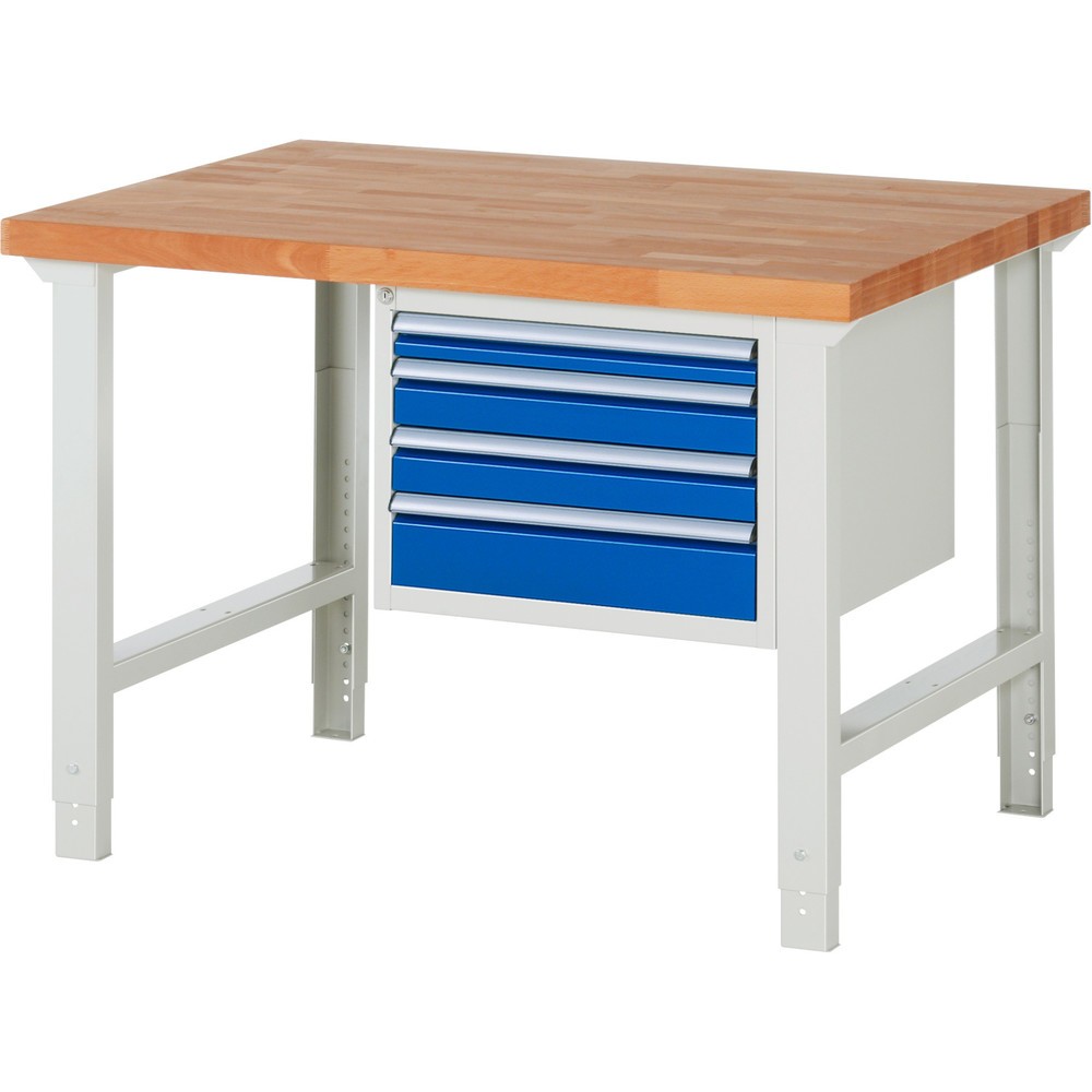Produktabbildung Nr. 1: Werkbank RAU serie 7000, 1 kast, hxbxd 790-1.140 x 1.250 x 900 mm, 4 x voor 90% uittrekbare lades 1 x 60, 2 x 90, 1 x 120 mm