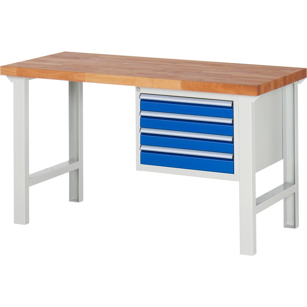 Productafbeelding nr. 1: Werkbank RAU serie 7000, 1 kast, hxbxd 840 x 1.500 x 700 mm, 4 x voor 90% uittrekbare lades 4 x 90 mm, draagvermogen lade 100 kg