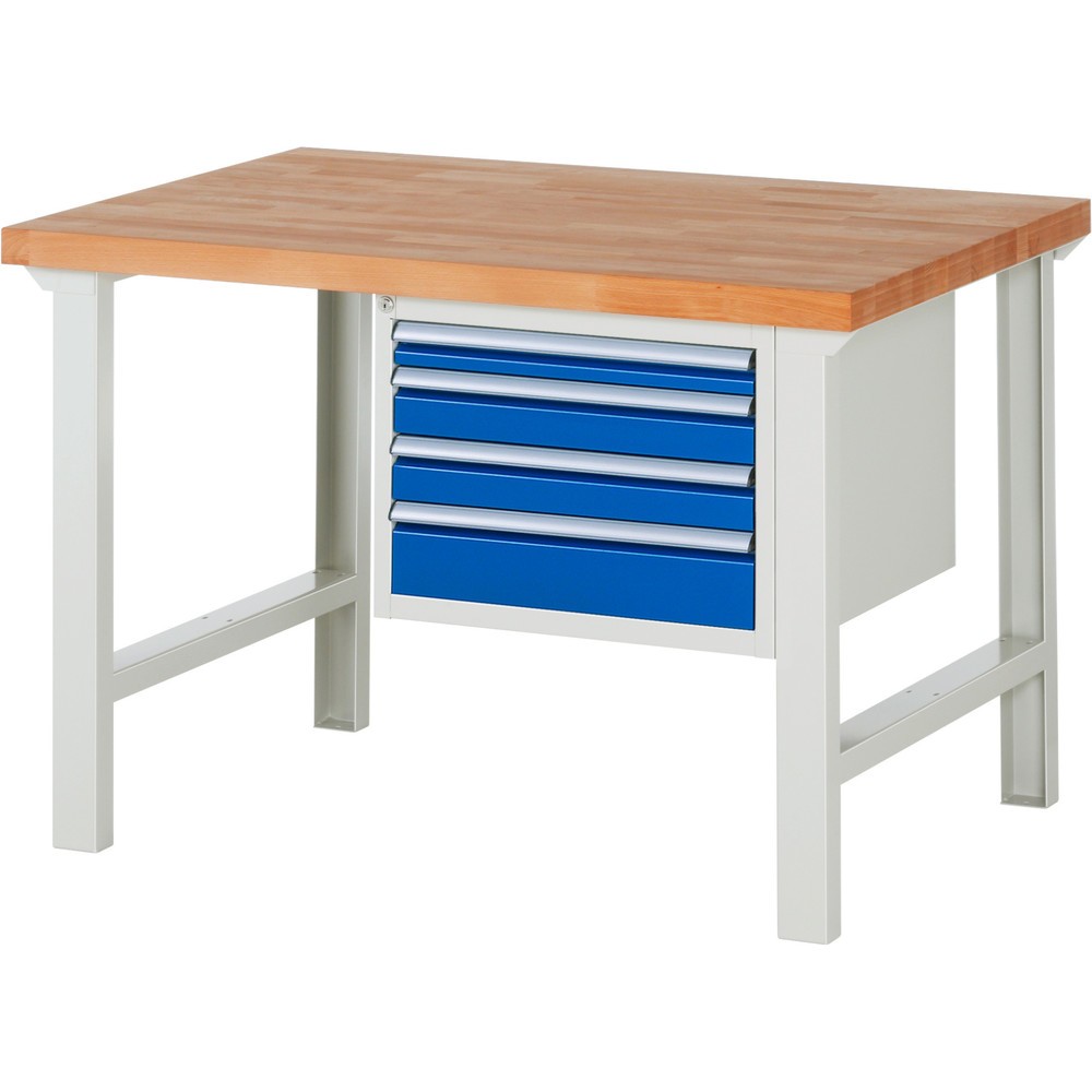 Produktabbildung Nr. 1: Werkbank RAU serie 7000, 1 kast, hxbxd 840 x 1.250 x 900 mm, 4 x voor 100% uittrekbare lades 1 x 60, 2 x 90, 1 x 120 mm, draagvermogen lade 100 kg