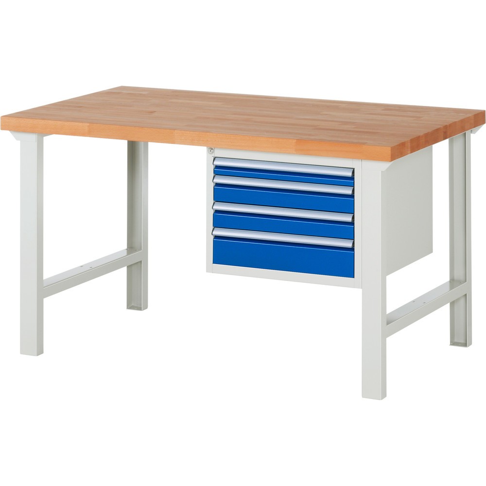 Product afbeelding: Werkbank RAU serie 7000, 1 kast, hxbxd 840 x 1.500 x 900 mm, 4 x voor 100% uittrekbare lades 1 x 60, 2 x 90, 1 x 120 mm, draagvermogen lade 100 kg