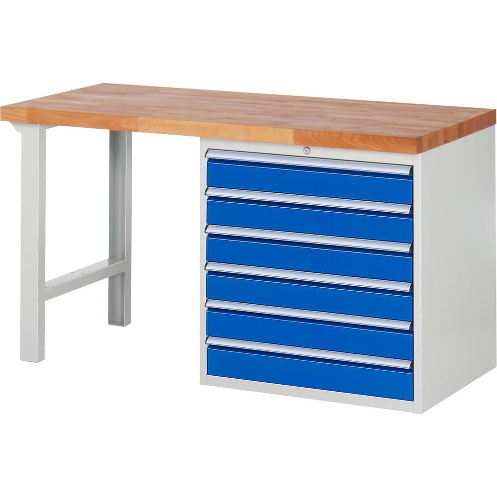 Produktabbildung Nr. 1: Werkbank RAU serie 7000, 1 kast, hxbxd 840 x 1.500 x 700 mm, 6 x voor 90% uittrekbare lades 6 x 120 mm, draagvermogen lade 100 kg