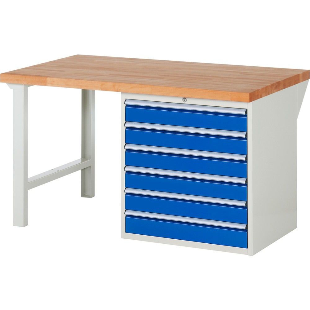 Produktabbildung Nr. 1: Werkbank RAU serie 7000, 1 kast, hxbxd 890 x 1.500 x 900 mm, 6 x voor 90% uittrekbare lades 6 x 120 mm, draagvermogen lade 100 kg
