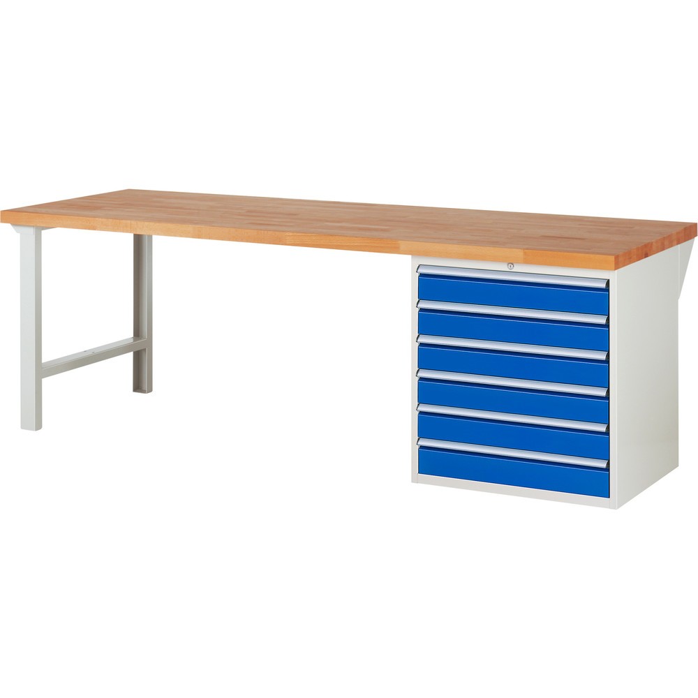 Produktabbildung Nr. 1: Werkbank RAU serie 7000, 1 kast, hxbxd 840 x 2.500 x 900 mm, 6 x voor 100% uittrekbare lades 6 x 120 mm, draagvermogen lade 100 kg
