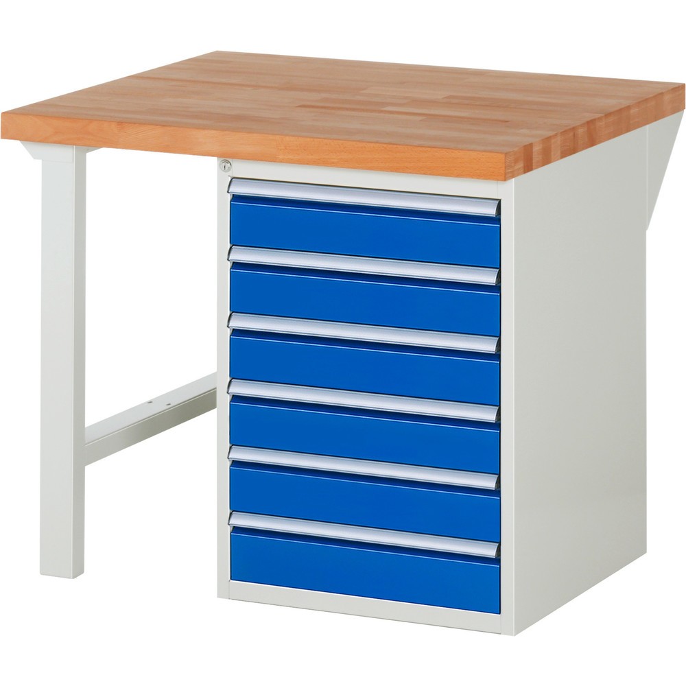 Produktabbildung Nr. 1: Werkbank RAU serie 7000, 1 kast, hxbxd 840 x 1.000 x 900 mm, 6 x voor 90% uittrekbare lades 6 x 120 mm, draagvermogen lade 100 kg