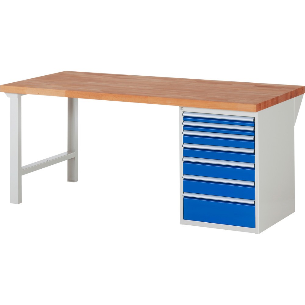 Produktabbildung Nr. 1: Werkbank RAU serie 7000, 1 kast, hxbxd 890 x 2.000 x 900 mm, 7 x voor 100% uittrekbare lades, draagvermogen lade 100 kg