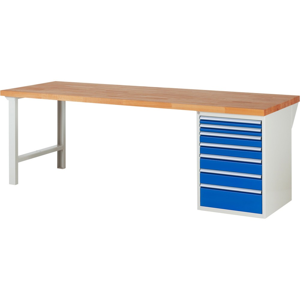 Produktabbildung Nr. 1: Werkbank RAU serie 7000, 1 kast, hxbxd 840 x 2.500 x 900 mm, 7 x voor 90% uittrekbare lades, draagvermogen lade 100 kg