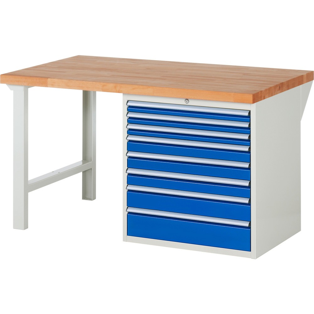 Produktabbildung Nr. 1: Werkbank RAU serie 7000, 1 kast, hxbxd 890 x 1.500 x 900 mm, 8 x voor 90% uittrekbare lades, draagvermogen lade 75 kg