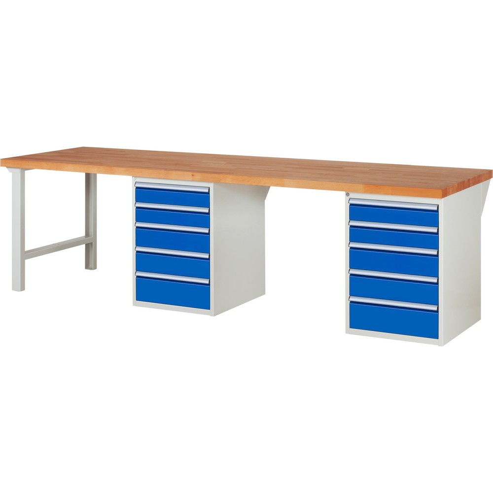Produktabbildung Nr. 1: Werkbank RAU serie 7000, 2 kasten, hxbxd 890 x 3.000 x 900 mm, 10 lades 4 x 120 mm, 4 x 150 mm, 2 x 180 mm