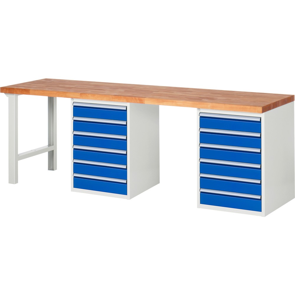 Produktabbildung Nr. 1: Werkbank RAU serie 7000, 2 kasten, hxbxd 840 x 2.500 x 700 mm, 12 x voor 90% uittrekbare lades 12 x 120 mm