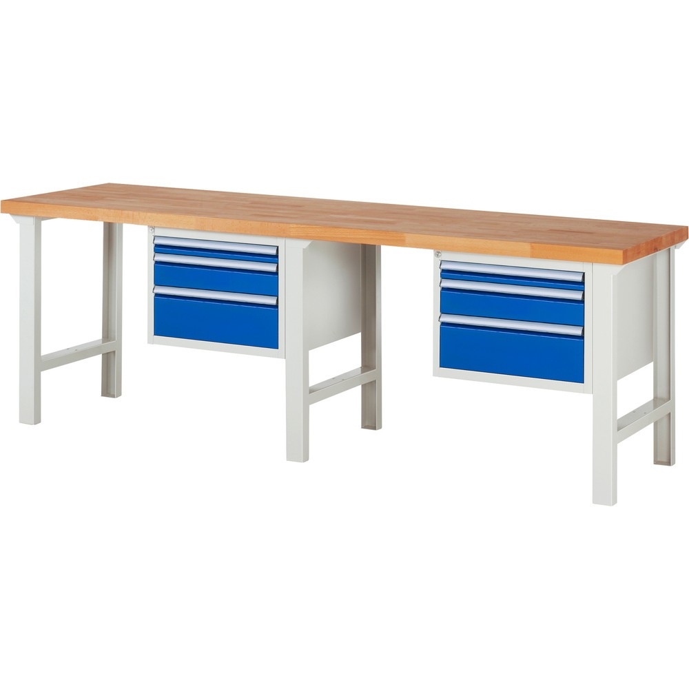 Produktabbildung Nr. 1: Werkbank RAU serie 7000, draagvermogen 750 kg, 2 kasten, hxbxd 840 x 2.500 x 700 mm, 6 x voor 90% uittrekbare lades 2 x 60 mm, 2 x 120 mm, 2 x 180 mm