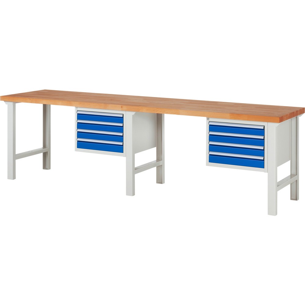 Werkbank RAU serie 7000, 2 kasten, hxbxd 840 x 3.000 x 700 mm, 8 x voor 100% uittrekbare lades 8 x 90 mm, draagvermogen lade 100 kg Product afbeelding: Werkbank RAU serie 7000, 2 kasten, hxbxd 840 x 3.000 x 700 mm, 8 x voor 100% uittrekbare lades 8 x 90 mm, draagvermogen lade 100 kg