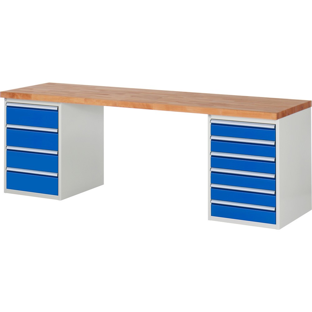 Product afbeelding: Werkbank RAU serie 7000, 2 kasten, hxbxd 840 x 2.500 x 700 mm, 10 lades 6 x 120 mm, 4 x 180 mm