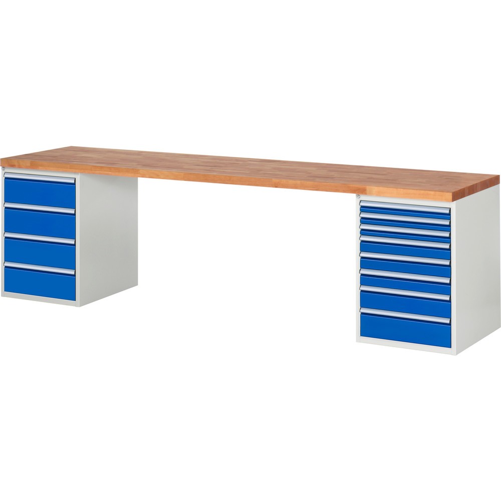 Produktabbildung Nr. 1: Werkbank RAU serie 7000, 2 kasten, hxbxd 840 x 3.000 x 700 mm, 12 x voor 100% uittrekbare lades 3 x 60 mm, 3 x 90 mm, 1 x 120 mm, 1 x 150 mm, 4 x 180 mm