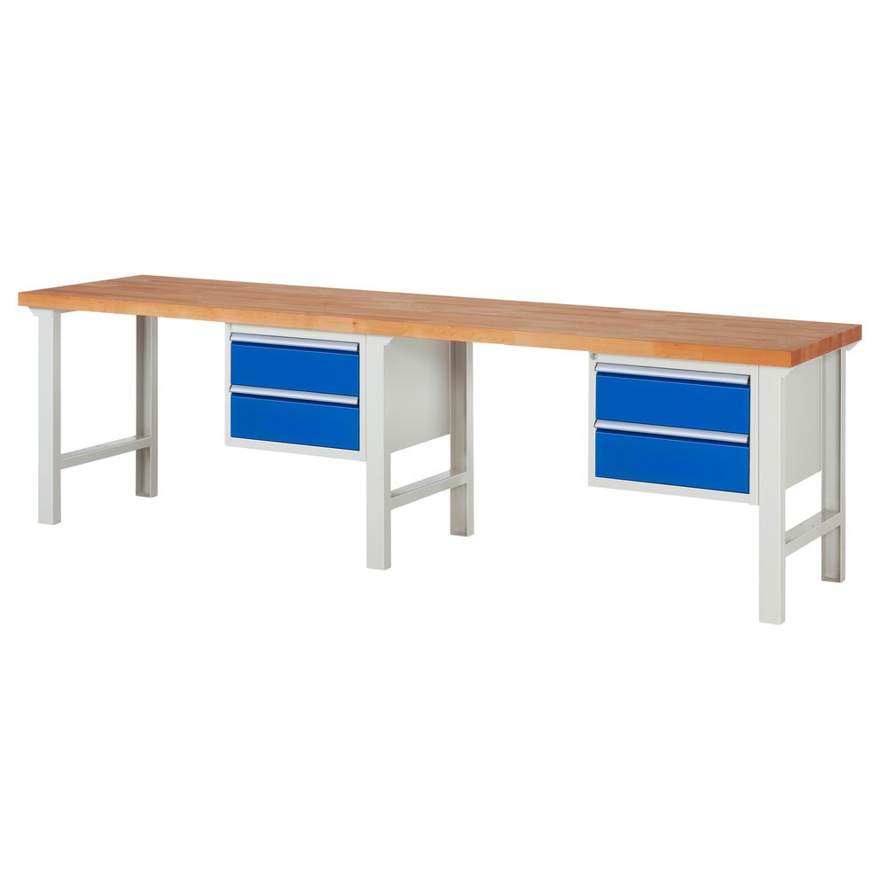 Productafbeelding nr. 1: Werkbank RAU serie 7000, 2 kasten, hxbxd 840 x 3.000 x 700 mm, 4 x voor 100% uittrekbare lades 4 x 180 mm