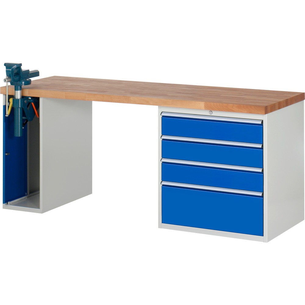Productafbeelding nr. 1: Werkbank RAU serie 7000, 2 kasten, hxbxd 890 x 2.000 x 700 mm, 4 x voor 100% uittrekbare lades, draagvermogen lade 75 kg