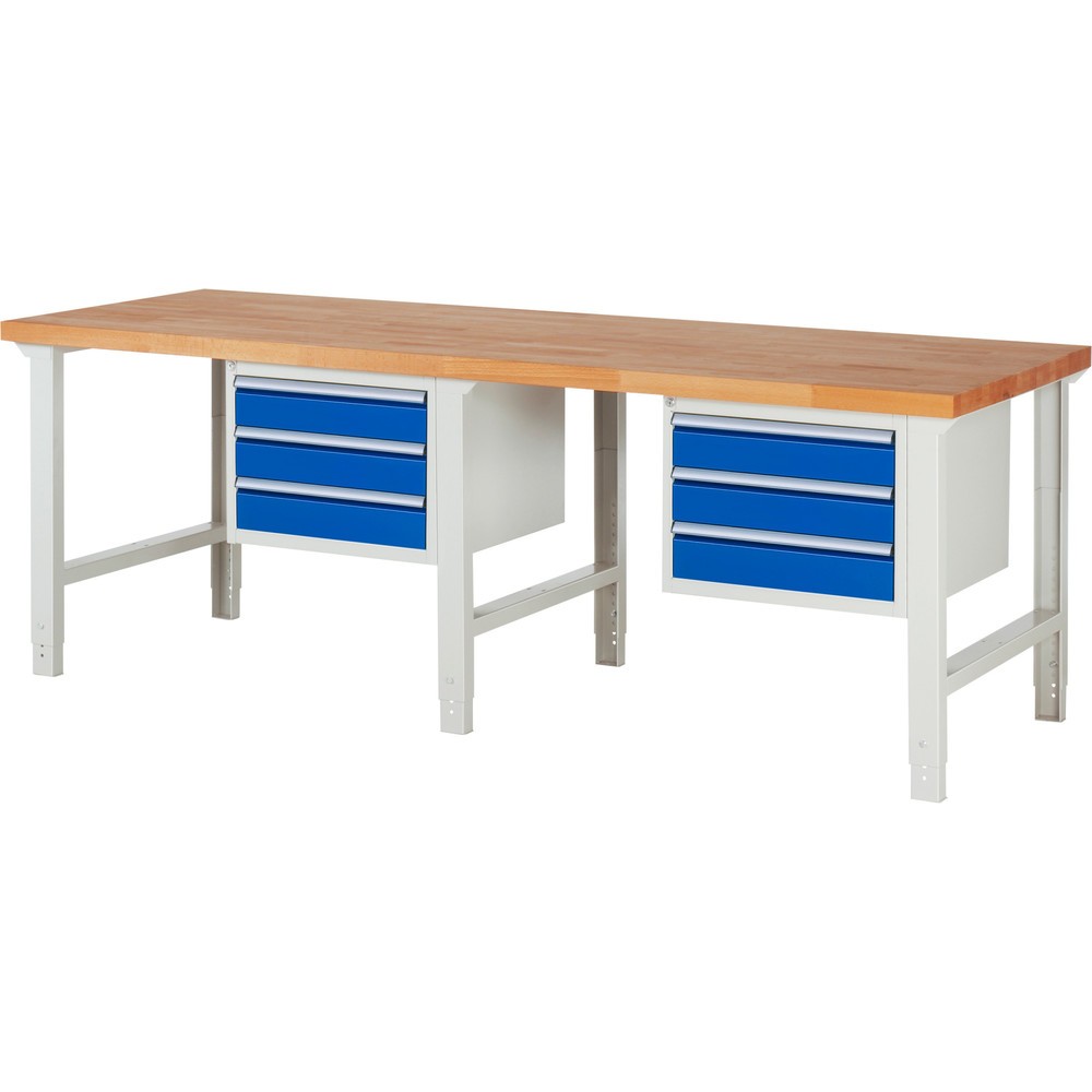 Produktabbildung Nr. 1: Werkbank RAU serie 7000, 2 kasten, hxbxd 790-1.140 x 2.500 x 900 mm, 6 x voor 90% uittrekbare lades 6 x 120 mm