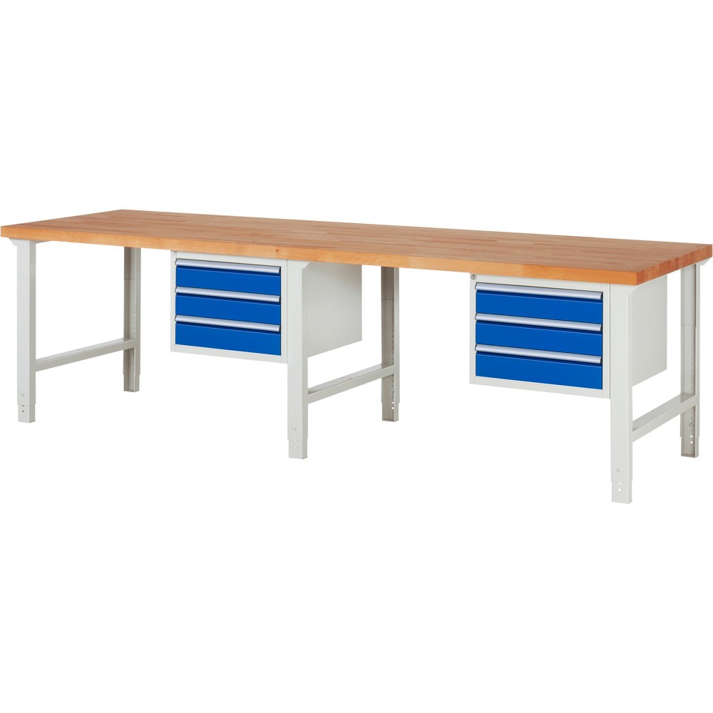 Produktabbildung Nr. 1: Werkbank RAU serie 7000, 2 kasten, hxbxd 790-1.140 x 3.000 x 900 mm, 6 x voor 90% uittrekbare lades 6 x 120 mm