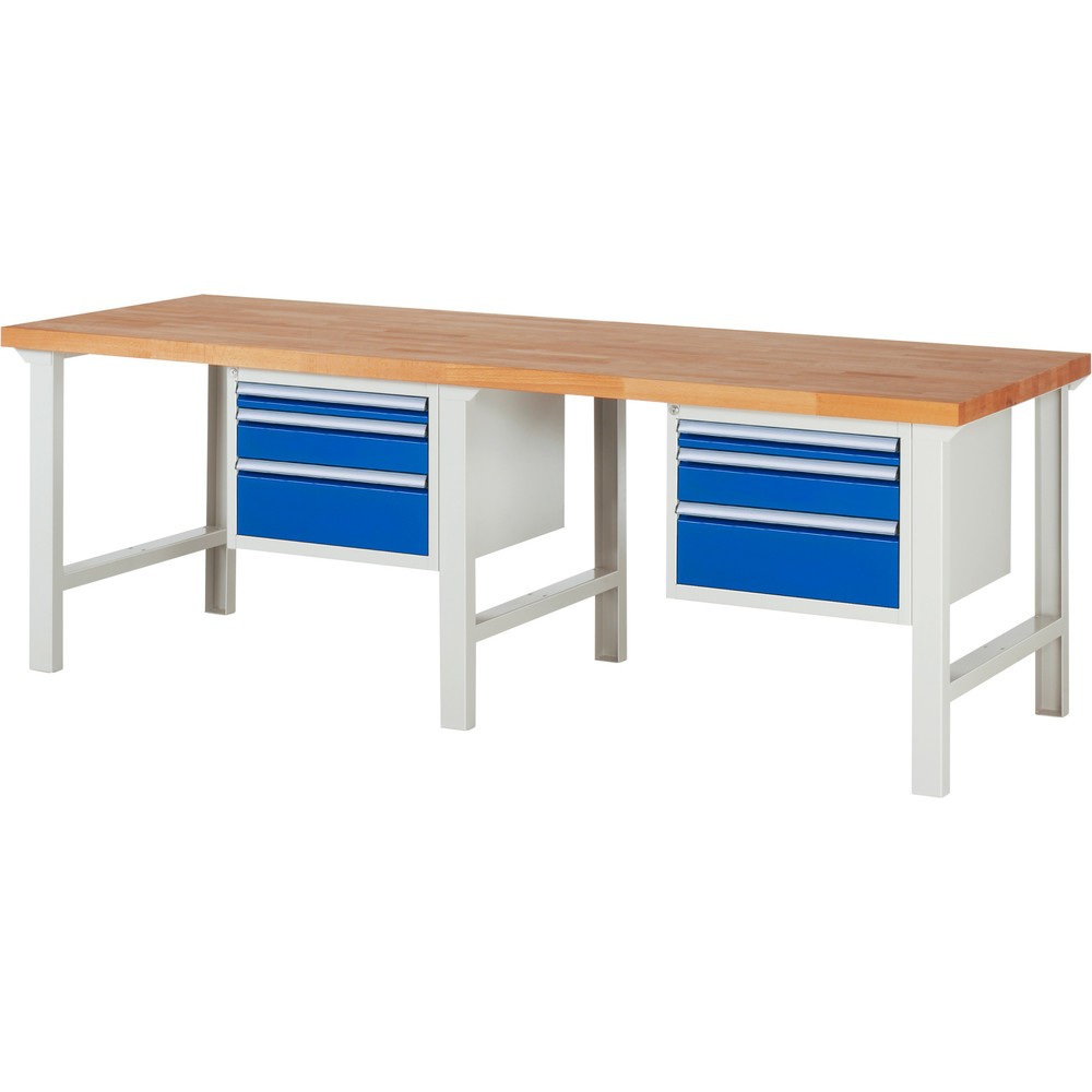 Produktabbildung Nr. 1: Werkbank RAU serie 7000, 2 kasten, hxbxd 840 x 2.500 x 900 mm, 6 x voor 90% uittrekbare lades 2 x 60 mm, 2 x 120 mm, 2 x 180 mm