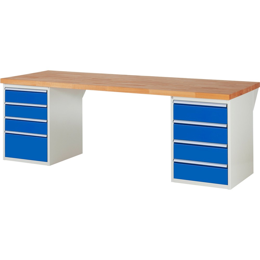 Produktabbildung Nr. 1: Werkbank RAU serie 7000, 2 kasten, hxbxd 890 x 2.500 x 900 mm, 8 x voor 100% uittrekbare lades 3 x 150, 4 x 180, 1 x 270 mm