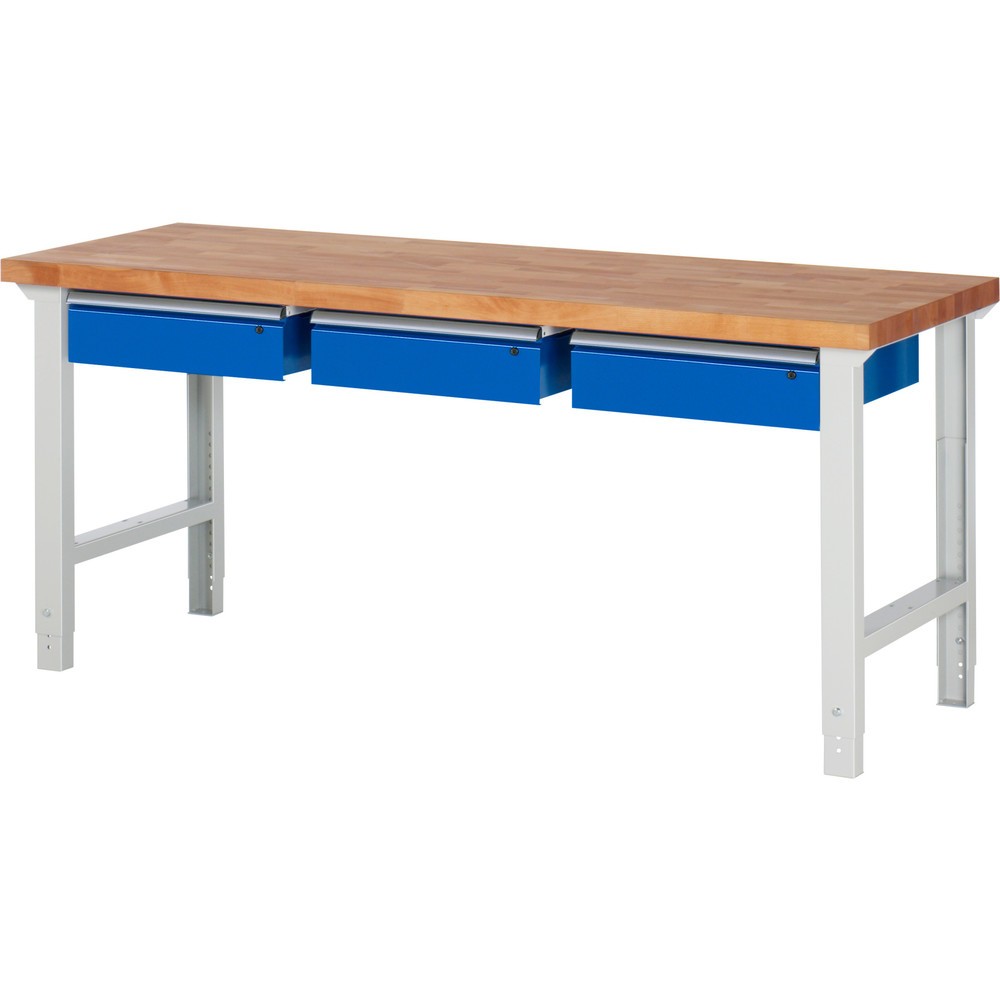 Produktabbildung Nr. 1: Werkbank RAU serie 7000, hxbxd 790-1.140 x 2.000 x 700 mm, 3 lades 3 x 150 mm, draagvermogen lade 50 kg