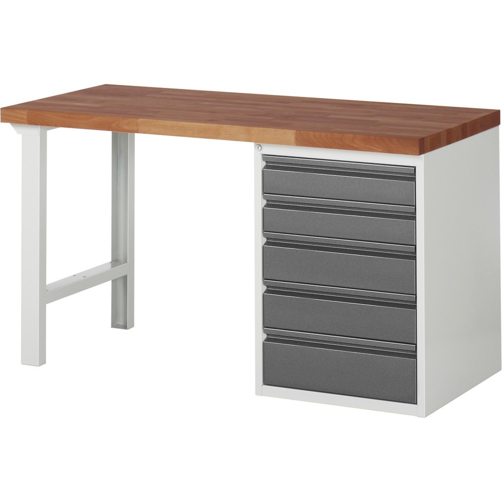 Produktabbildung Nr. 1: Werkbank RAU serie 7000, massief beuken werkblad, 1 kast, hxbxd 890 x 1.500 x 700 mm, 5 lades 2 x 120 mm, 2 x 150 mm, 1 x 180 mm