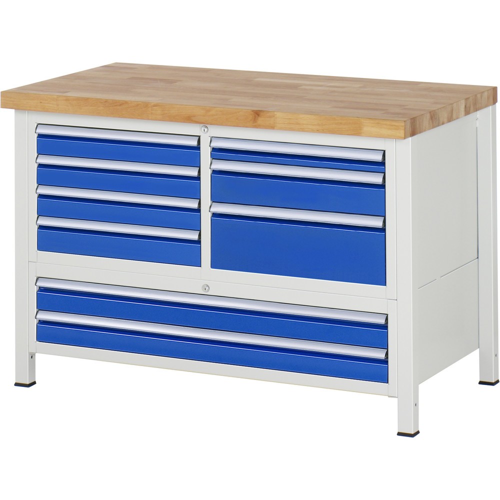 Produktabbildung Nr. 1: Werkbank RAU serie 8000, 1 driedubbele kast, hxbxd 840-1.040 x 1.250 x 700 mm, 7 L + 2 XXL lades, voor 90% uittrekbaar