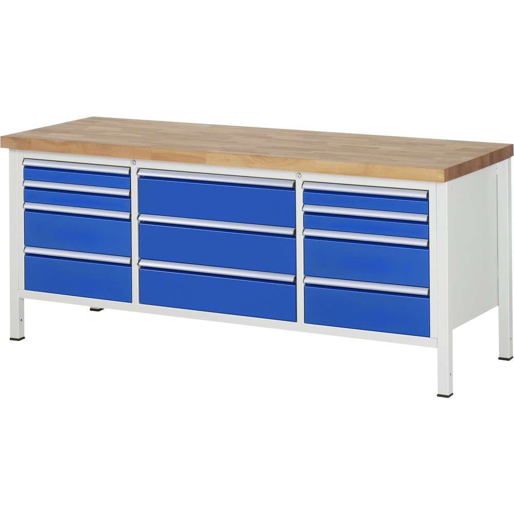 Produktabbildung Nr. 1: Werkbank RAU serie 8000, 1 driedubbele kast, hxbxd 840 x 2.000 x 700 mm, 11 lades, 4 x 90, 7 x 180 mm, draagvermogen lade 75 / 100 kg