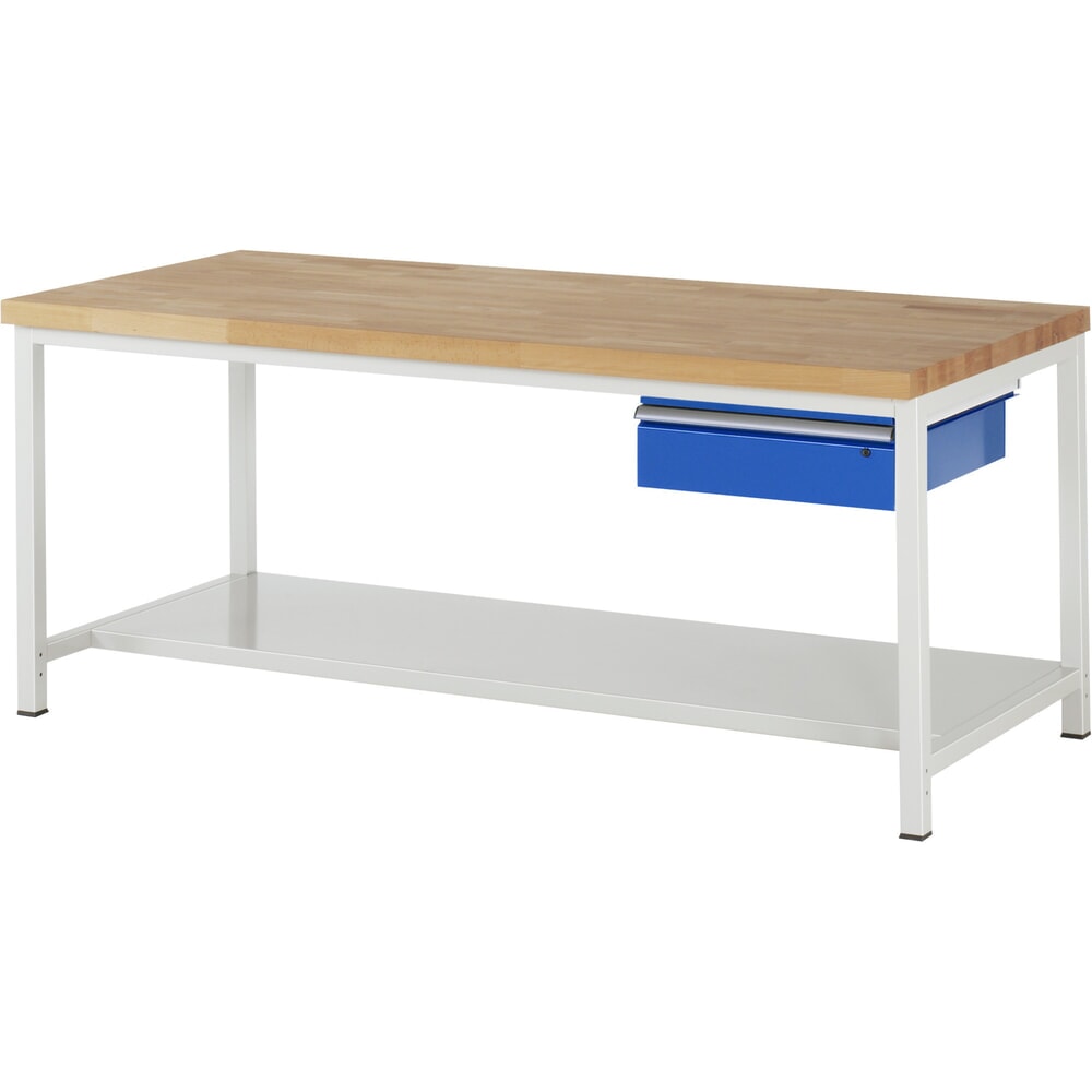 Product afbeelding: Werkbank RAU serie 8000, hxbxd 840-1.040 x 2.000 x 900 mm, 1 lade, 1 legbord diepte 650 mm