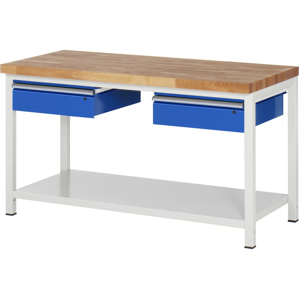 Productafbeelding nr. 1: Werkbank RAU serie 8000, hxbxd 840-1.040 x 1.500 x 700 mm, 2 lades, 1 legbord diepte 650 mm