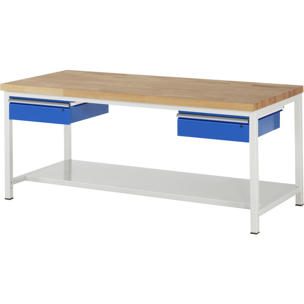 Productafbeelding nr. 1: Werkbank RAU serie 8000, hxbxd 840-1.040 x 2.000 x 900 mm, 2 lades, 1 legbord diepte 650 mm