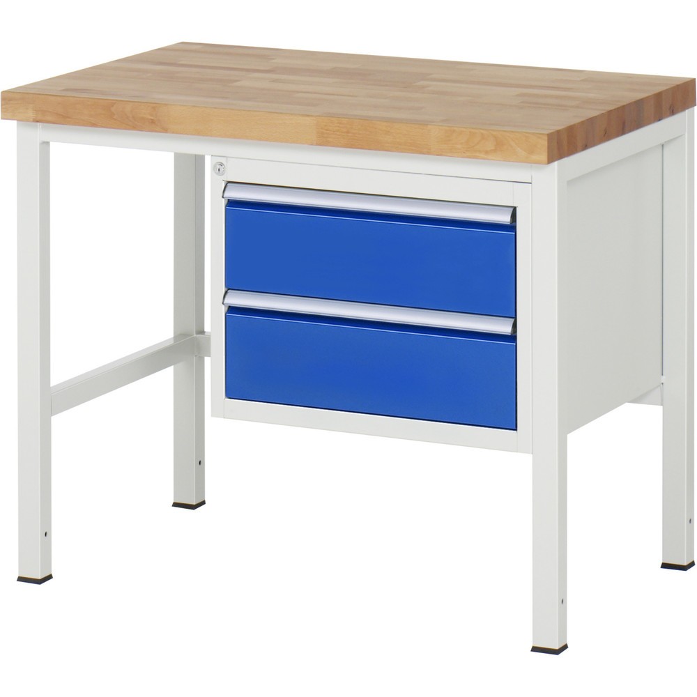 Product afbeelding: Werkbank RAU serie 8000, hxbxd 840 x 1.000 x 700 mm, 2 x voor 90% uittrekbare lades, 2 x 180 mm, draagvermogen lade 100 kg
