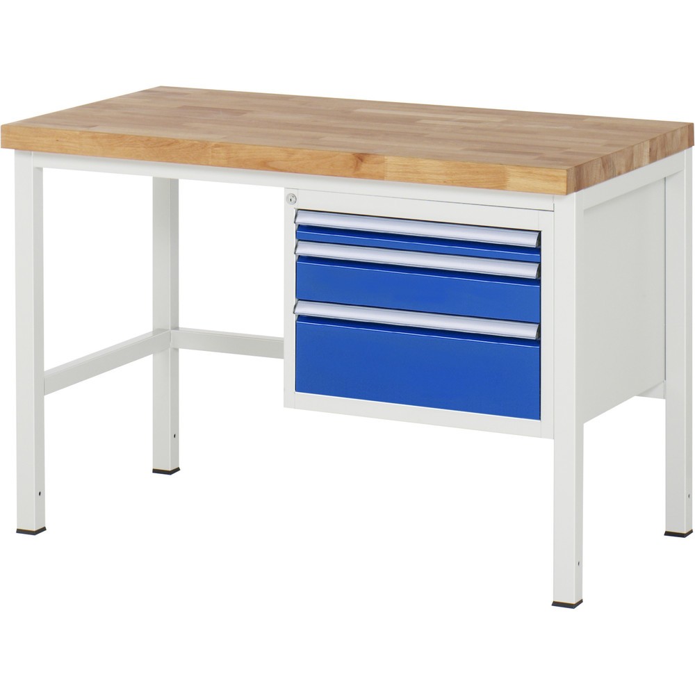 Produktabbildung Nr. 1: Werkbank RAU serie 8000, hxbxd 840-1.040 x 1.250 x 700 mm, 3 x voor 100% uittrekbare lades, 1 x 60, 1 x 120, 1 x 180 mm, draagvermogen lade 100 kg