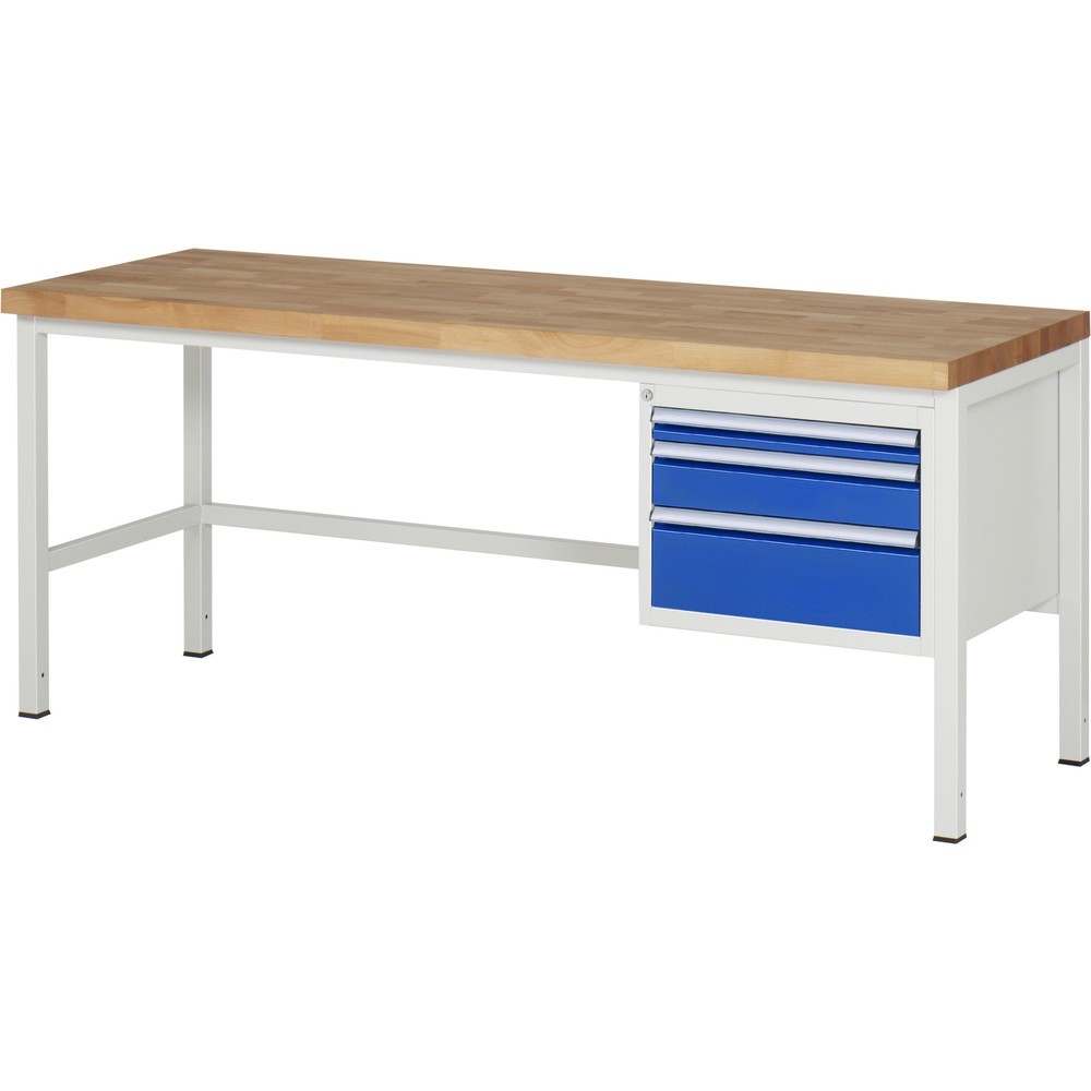 Produktabbildung Nr. 1: Werkbank RAU serie 8000, hxbxd 840 x 2.000 x 700 mm, 3 x voor 100% uittrekbare lades, 1 x 60, 1 x 120, 1 x 180 mm, draagvermogen lade 100 kg
