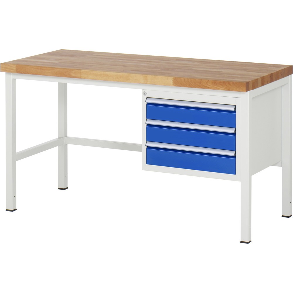 Productafbeelding nr. 1: Werkbank RAU serie 8000, hxbxd 840 x 1.500 x 700 mm, 3 x voor 90% uittrekbare lades, 3 x 120 mm, draagvermogen lade 100 kg