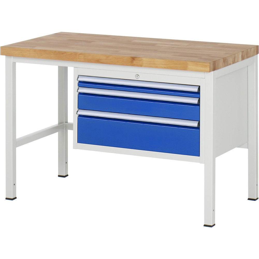 Produktabbildung Nr. 1: Werkbank RAU serie 8000, hxbxd 840 x 1.250 x 700 mm, 3 x voor 100% uittrekbare lades, 1 x 60, 1 x 120, 1 x 180 mm, draagvermogen lade 75 kg